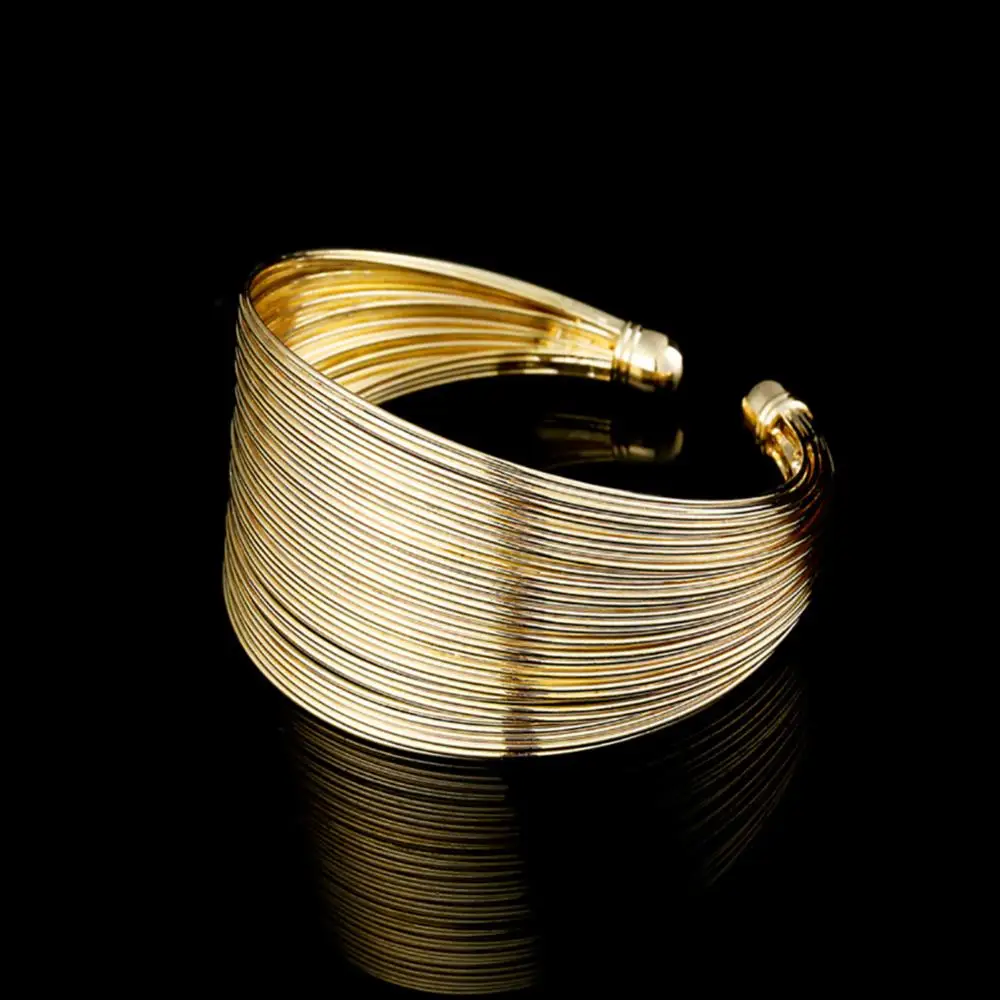 2023 Women Bracelet Multilayer Metal Wires Strings Open Bangle Wide Cuff Girl Wedding Bracelets Luxury Bangles Fashion Jewelry