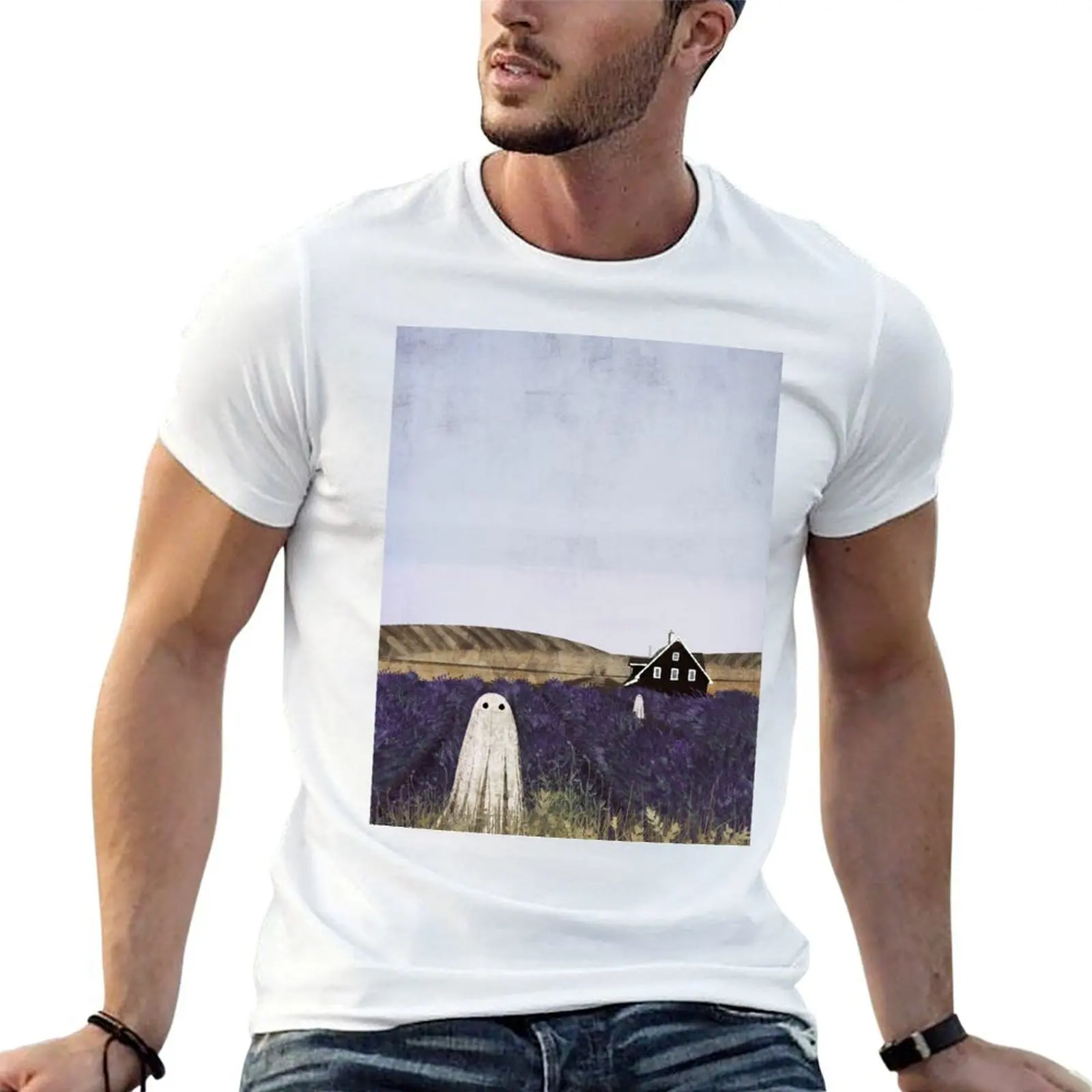 Lavender Fields T-Shirt Plus Size Basic Cotton T-Shirt