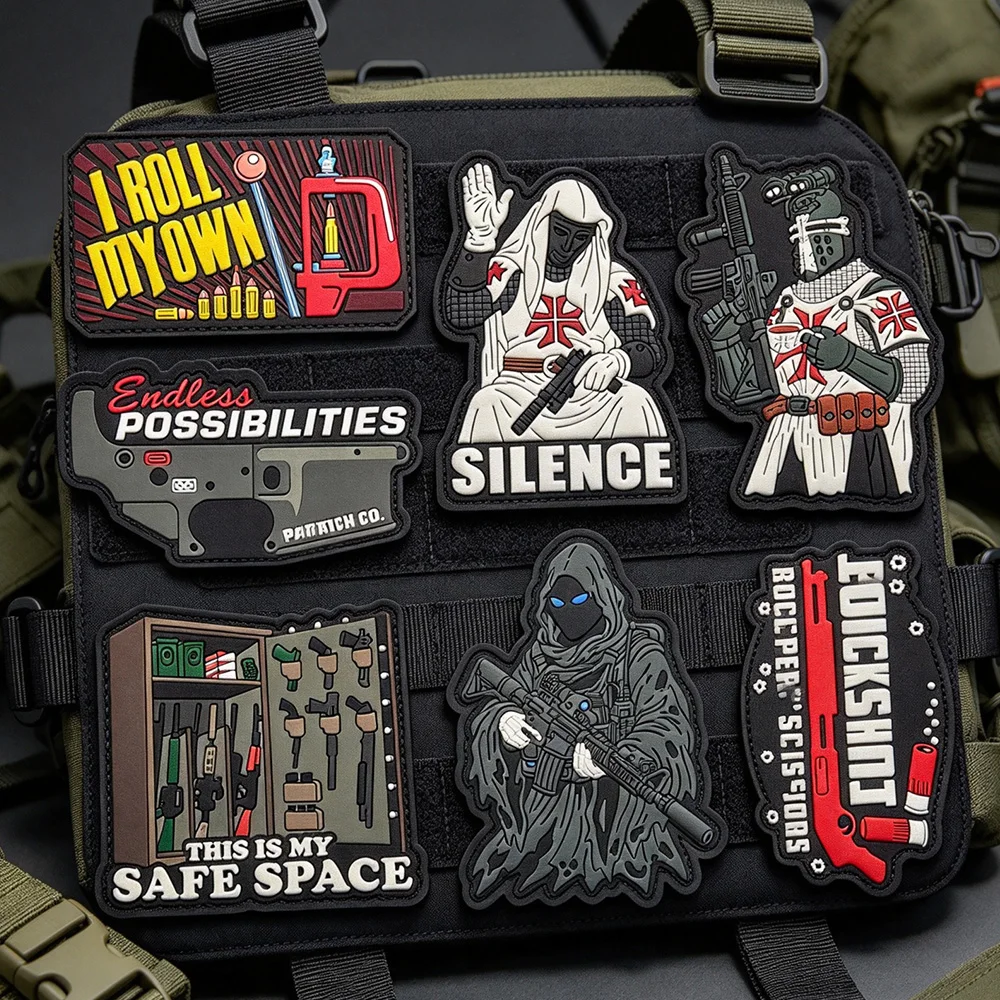 PVC Rubber Tactical Armband Knight's Morale Outdoor Storm Jacket Sleeve Backapck SILENCE Hook Patch