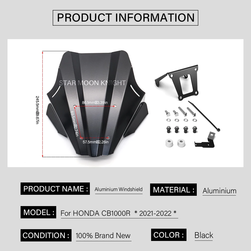 CB1000R Motorcycle Aluminum Windshield Windscreen Wind Deflector Spoiler Fairing Protection For HONDA CB 1000 R 2021 2022 2023