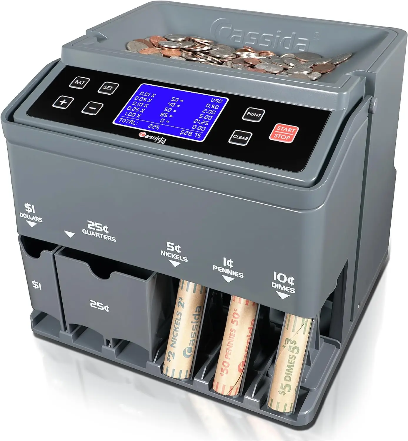 

Sorter and Wrapper/Roller, 300 coins/min, with Quickload and Printing-Compatible,Gray