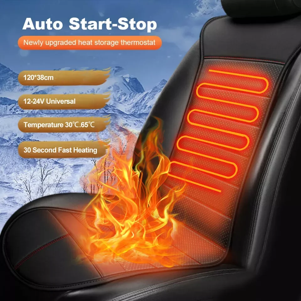 12V 24V PU Leather Heated Auto Car Seat Cover Pad Heater Heating Warmer Winter Cushion Heated Seat Cushion Protector Universal 