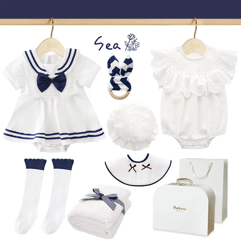 Spring and Summer Newborn Children Meet Gift Box Baby Full Moon Clothes 100 Days New Year Gift Supplies Daquan Newbaby Set