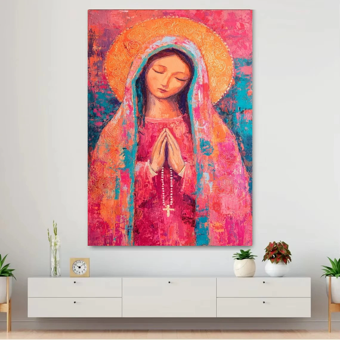 Praying Virgin Mary Religious Portrait Oil Painting By Numbers Modern Wall Decor for Living Room Bedroom Perfect Gift No Frame