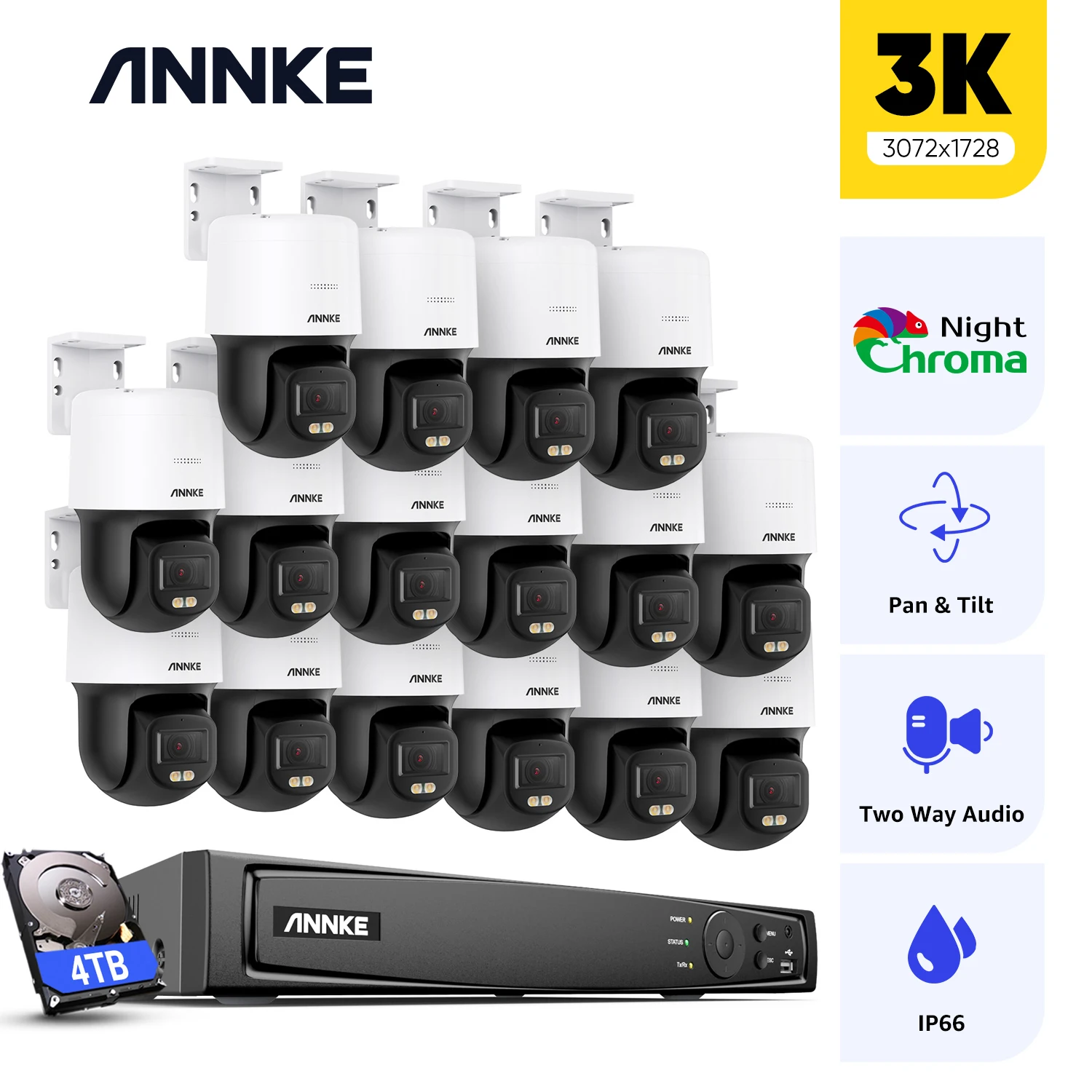 Annke 16CH NVR 6MP POE Full Color Camera Outdoor POE Two Way Audio Security Camera Protection 2.8 MM Lens Video Surveillance Kit