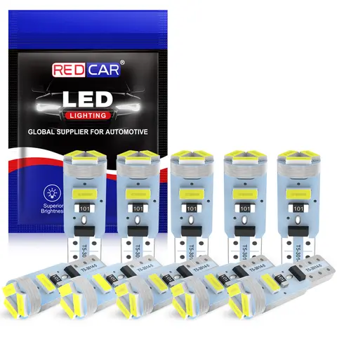 10 Uds T5 bombilla LED para coche W3W W1 2W luces de tablero lámpara automática luz de cuña Panel de instrumentos bombillas de calibre de tablero DC 12V