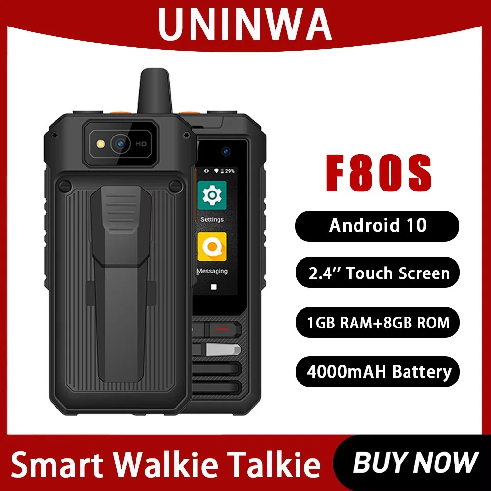 UNIWA F80S Walkie Talkie Smartphone Android 10 Mobile Phone IP54 Multi-language 2.4 Inch Touch Screen Removable 4000mAh Battery
