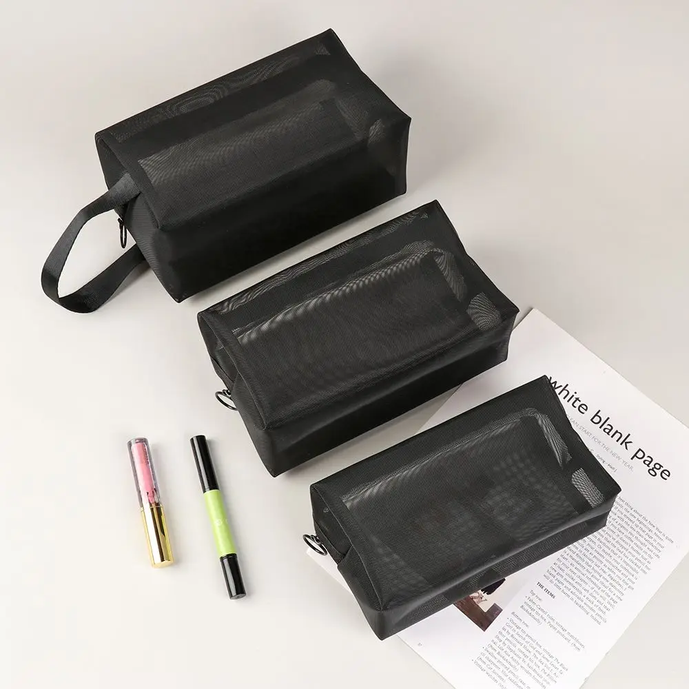 Zipper Handbags Storage Mesh Package Makeup Pouch Travel Organizer Cosmetic Bag