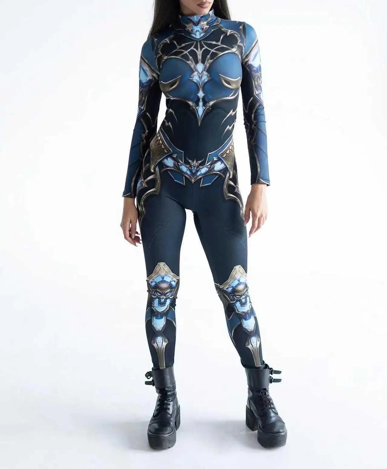 Halloween Mode Punk Roboter Bodysuit Damen Digitaldruck Zentai Sexy Feiertagsparty Jumpsuit Rollenspiel Rave Outfit Catsuit – Detail 16