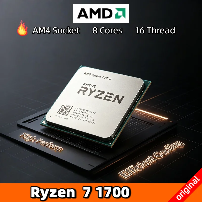 Procesador AMD Ryzen 7 1700 de Ocho Núcleos y Dieciséis Subprocesos, 3.0GHz, R7 1700, 65W, Socket AM4, para Juegos, Sin Embalaje, Pro Max 4K