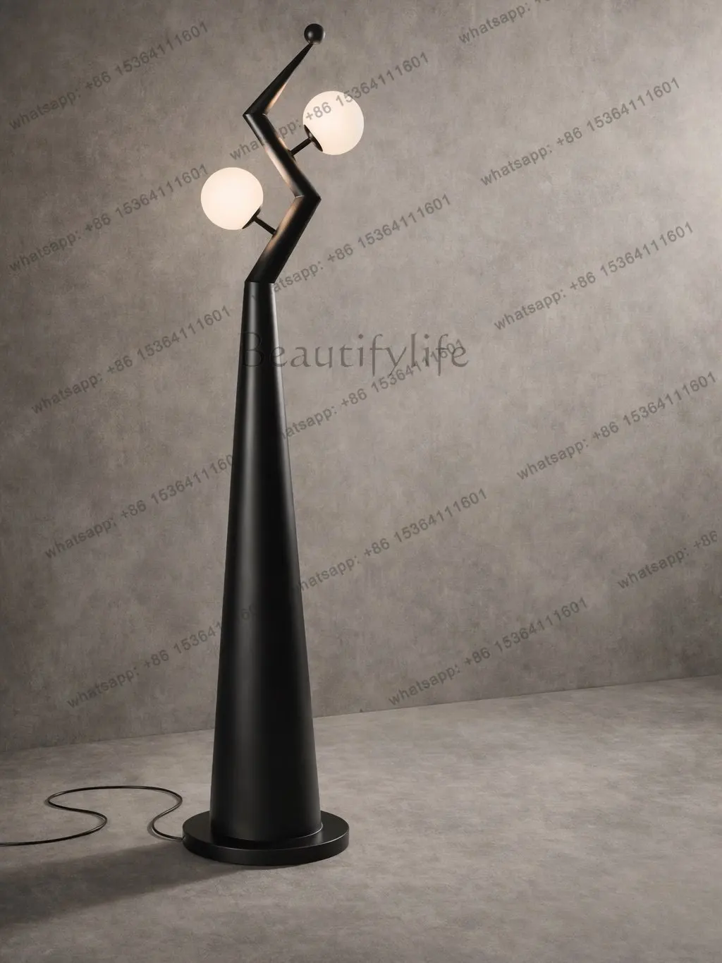 Modern simple iron floor, luminous objects, living room decoration, black vertical