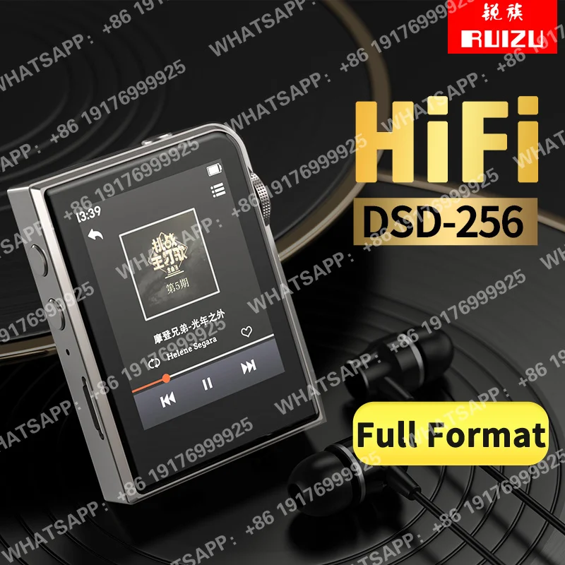 Reproductor MP3 Deportivo Ruizu A58 Sin Pérdidas con Ecualizador EQ, Reproductor de Música Hifi de Pantalla Completa, Compatible con Decodificación DSD256 de 24 bits, OTG