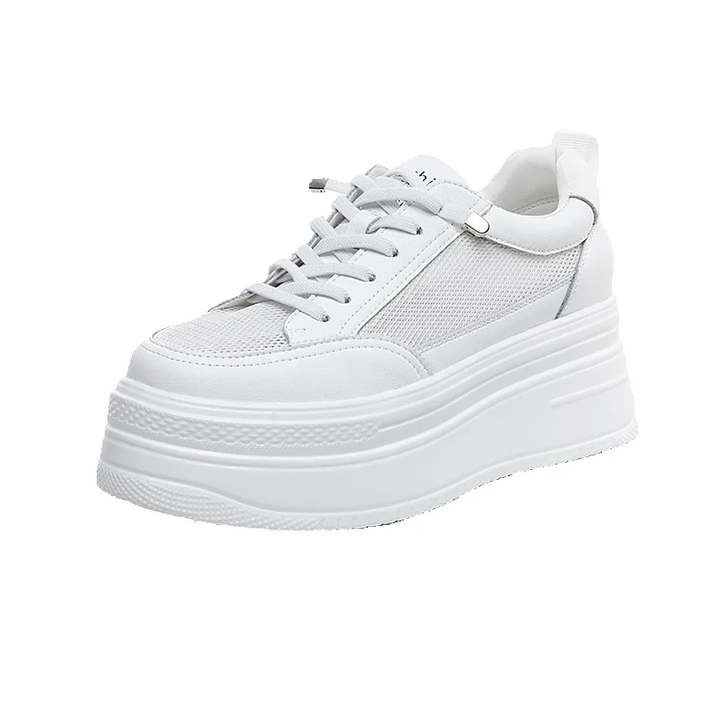 Ademende mesh sneakers voor dames met sleehak en dikke zool_voghion.com