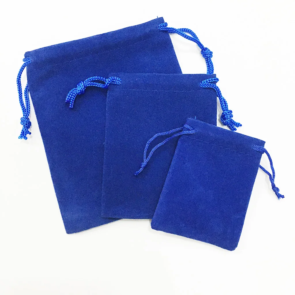 100 pz/lotto sacchetto di velluto sacchetti regalo blu scuro per confezionare coulisse in cotone 10*12cm 7*9cm 5*7cm cinturino per gioielli