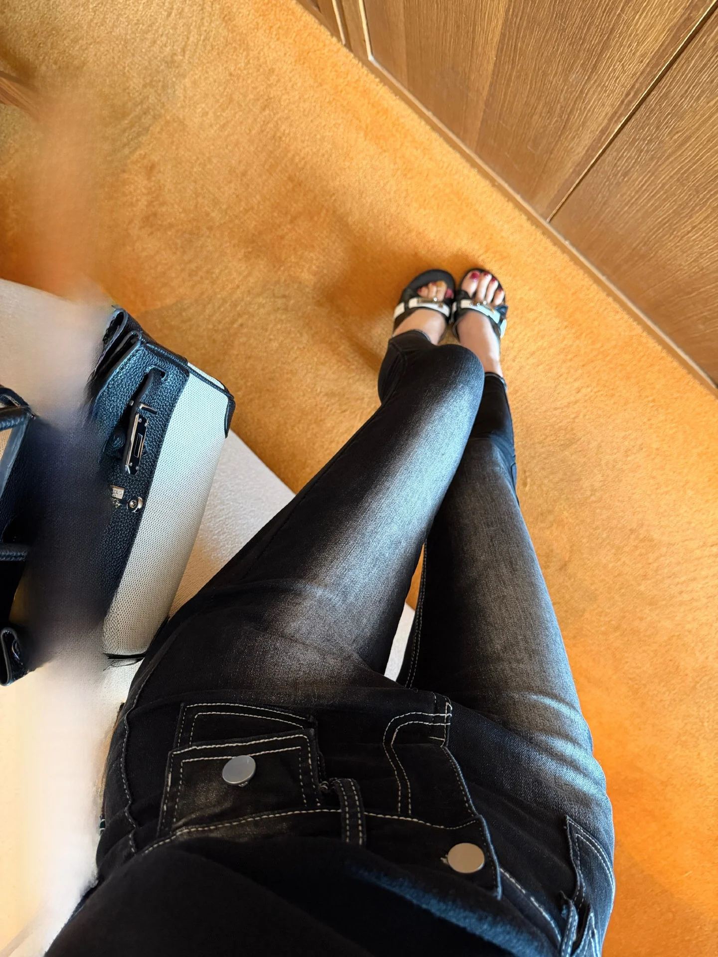 

OKMASHOP High Waist Elastic Denim Jeans Women's Summer Slim Fit Hoof Shape Pouch Enhancing Nine Points Pants
