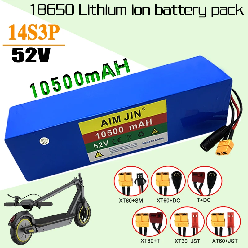 

52V 14S3P Power Battery 18650 Rechargeable Lithium Battery Pack 10500mAh 800W for Electric Bicycles and Scooters