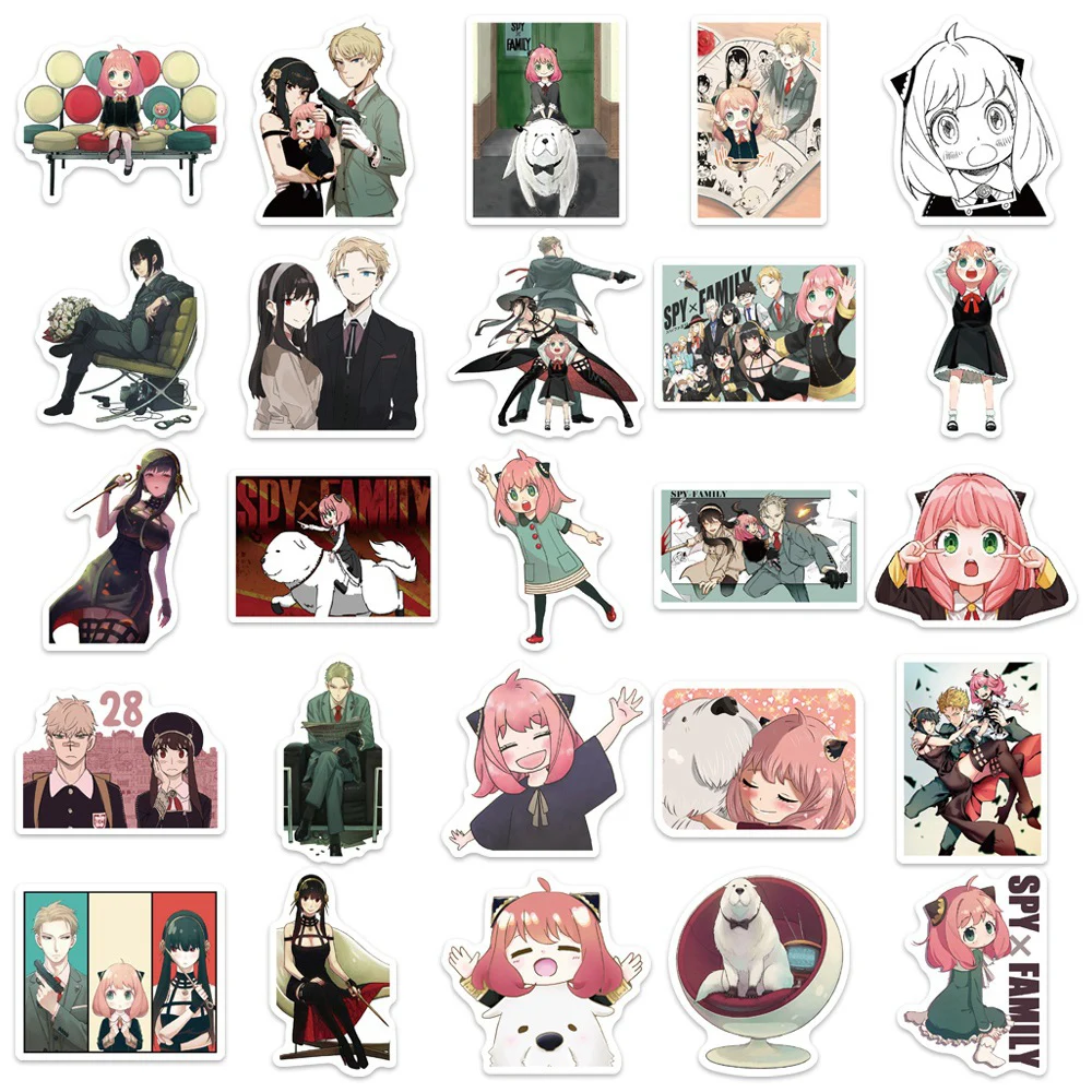 10/30/50pcs Dessin Animé Spy X Famille Anime Autocollants Enfants Jouet Planche À Roulettes Ordinateur Portable Vélo Téléphone Bagages Voiture Cool
