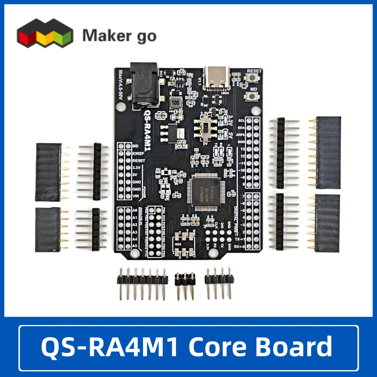 QS-RA4M1 Minima Development board Arduino IDE-Ready, 19 GPIOs, RGB LED, CAN BUS 32-bit R7FA4M1AB3CFM