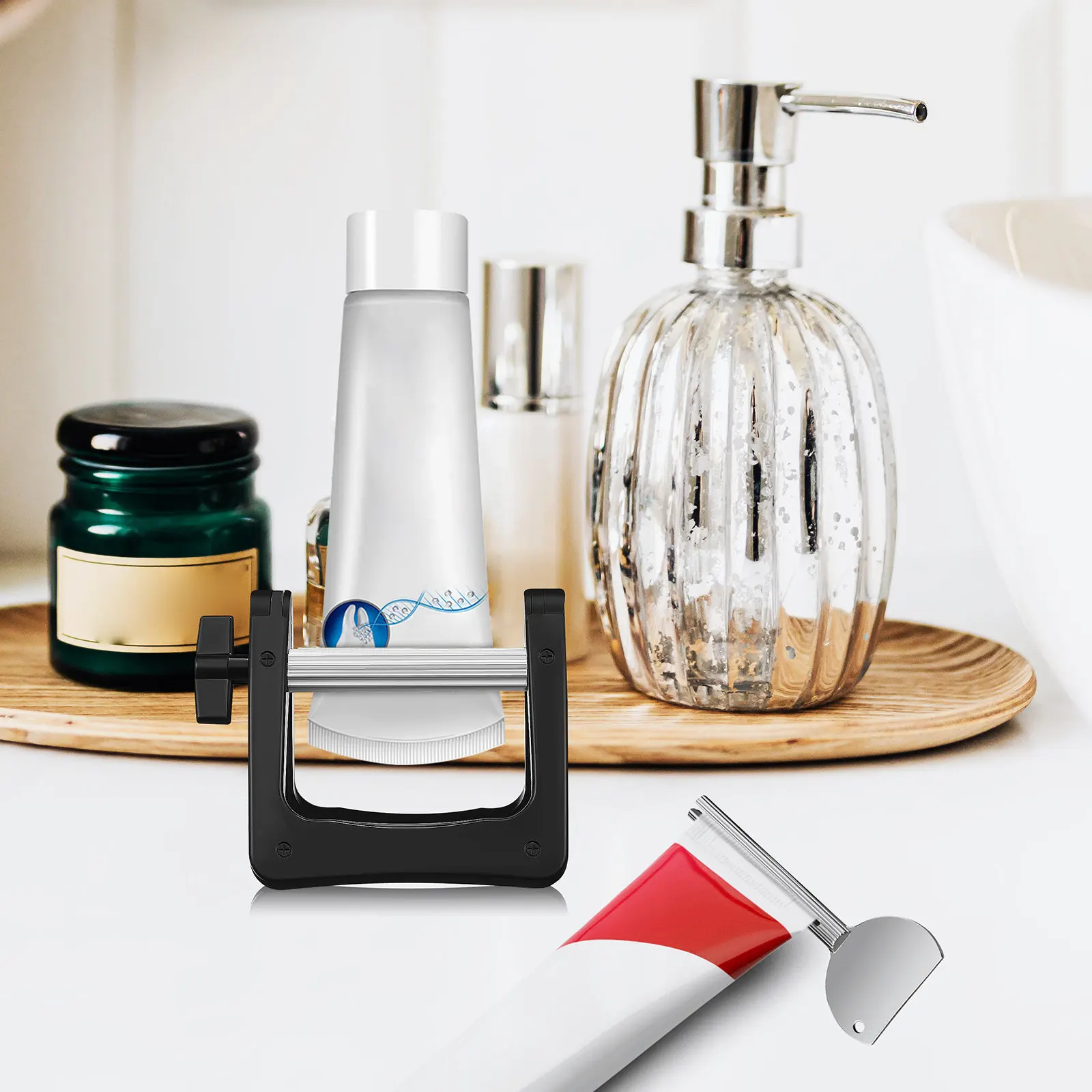 1Set Metal Toothpaste Squeezer Aluminum Alloy Manual Tool for Home Salon Hair Dye Cream Lotion Paste Extruder