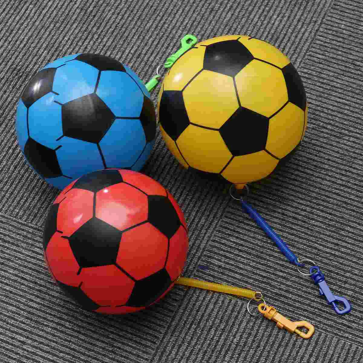 

3pcs Plastic Air Filled Pit Football Bouncy Balls with Chains for Toddlers and Kids Playing and Training (Random Color)