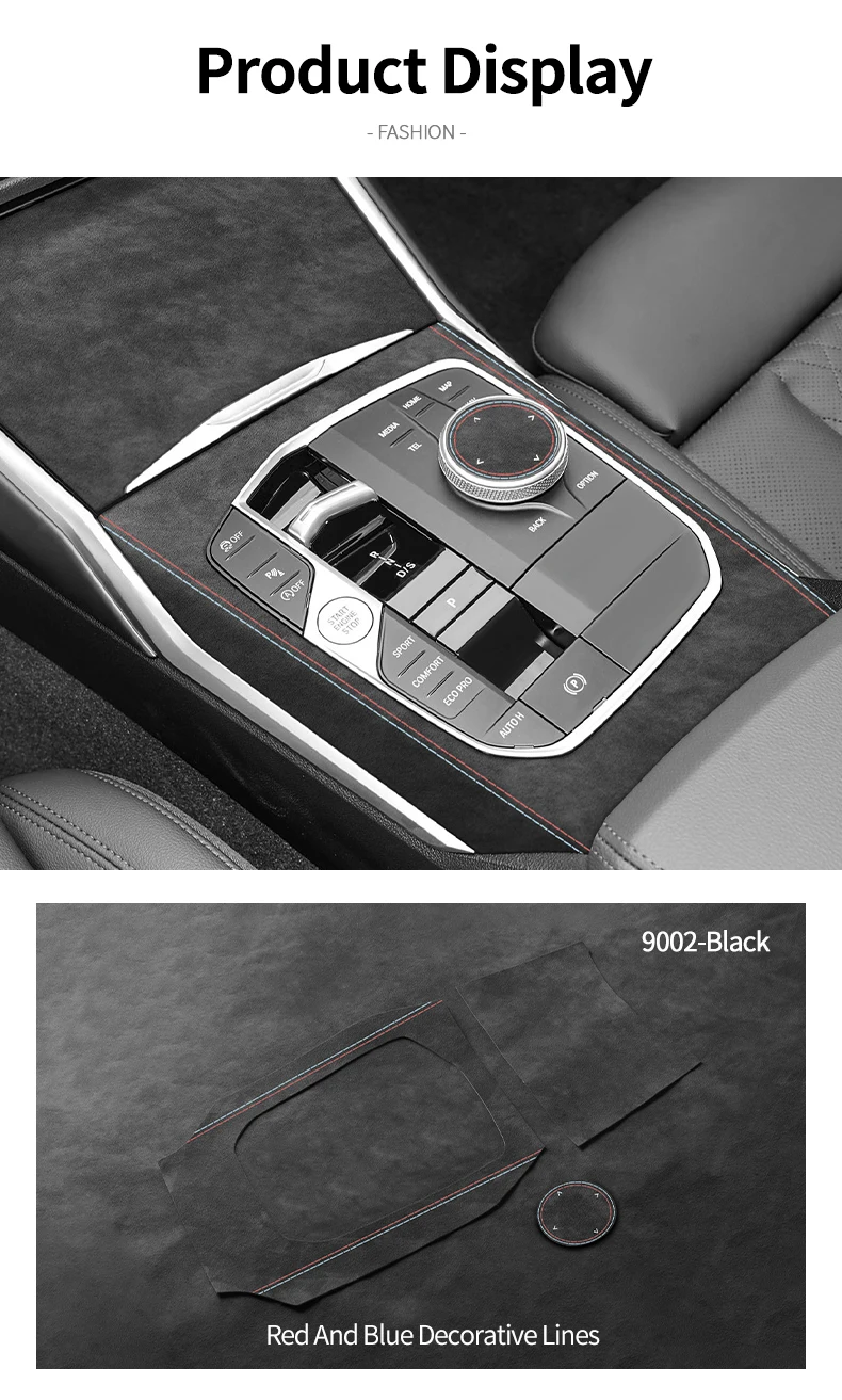 Für BMW 3er G20 G21 G28 Mittelkonsolen-Panel und Knopfabdeckung, Zierrahmen-Aufkleber, hergestellt aus Alcantara, Auto-Innenraum, individuelles Zubehör – Detail 9