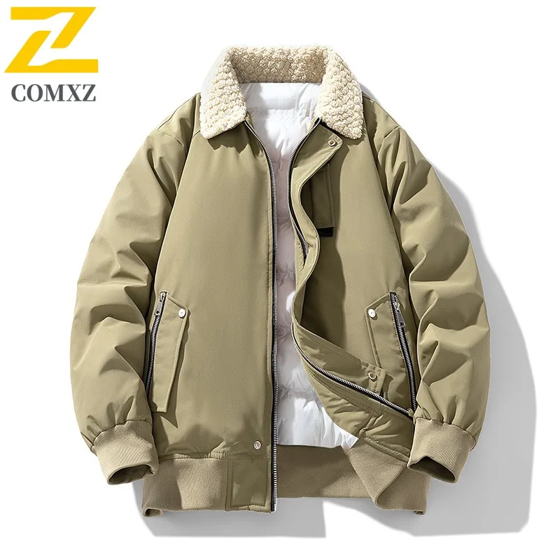 COMXZ في الهواء الطلق الراحة وسادة مبطنة الرجال ركوب معطف مقاوم للرياح الترفيه النمط الحضري ضوء الرياح برهان الخريف جديد الرجال الملابس