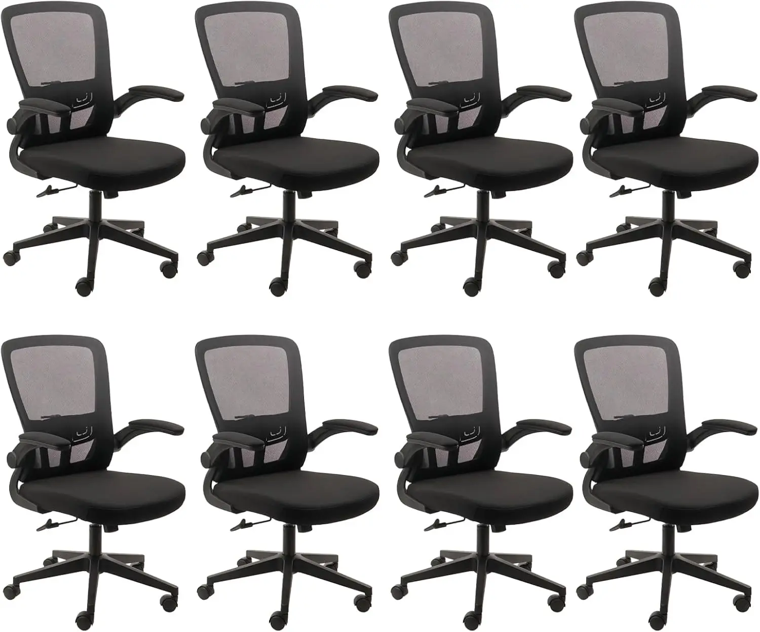 

Chairs with Wheels, Ergonomic Mesh Office Chair Adjustable Height and Swivel Lumbar Support Home Office Chair with Flip Up Armre