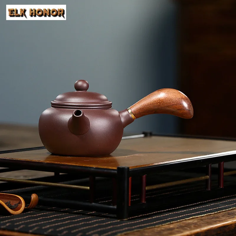 

Yixing Purple Clay Teapots Famous Artists Handmade Side Handle Tea Pot Raw Ore Mud Filter Kettle Chinese Zisha Tea Set Teaware