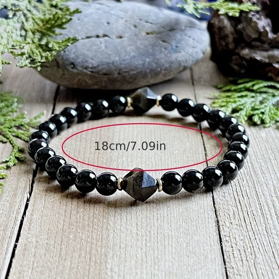 Black Onyx Beaded Bracelet Evil Eye Protection Bracelet Natural Wear Decoration Accessory Yoga Energy Meditation Bracelet