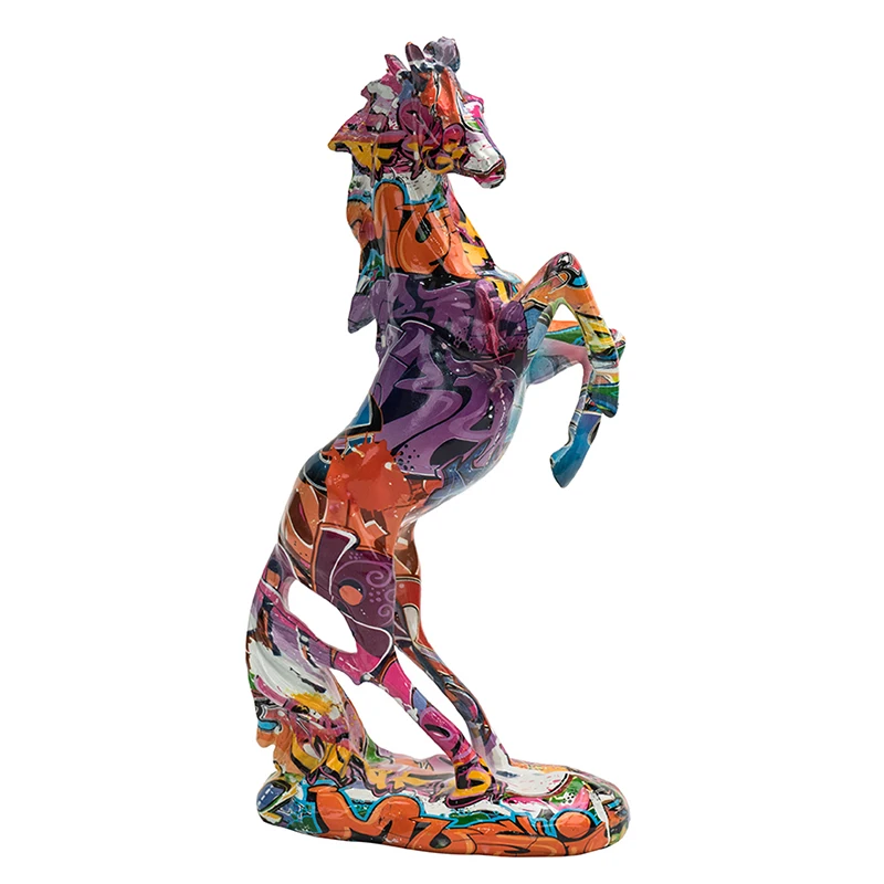 Horse Sculptures & Figurines Cattle Decorative Statues Home Decor Modern Living Room Decoration Table Office Painted Dropship