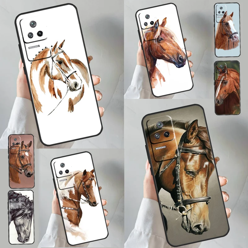 Horse Pony Painted Case For Xiaomi 13 14 Ultra 12 Lite 11T 12T 13T Pro POCO M6 Pro X6 X5 X3 F3 F5 M5s Cover