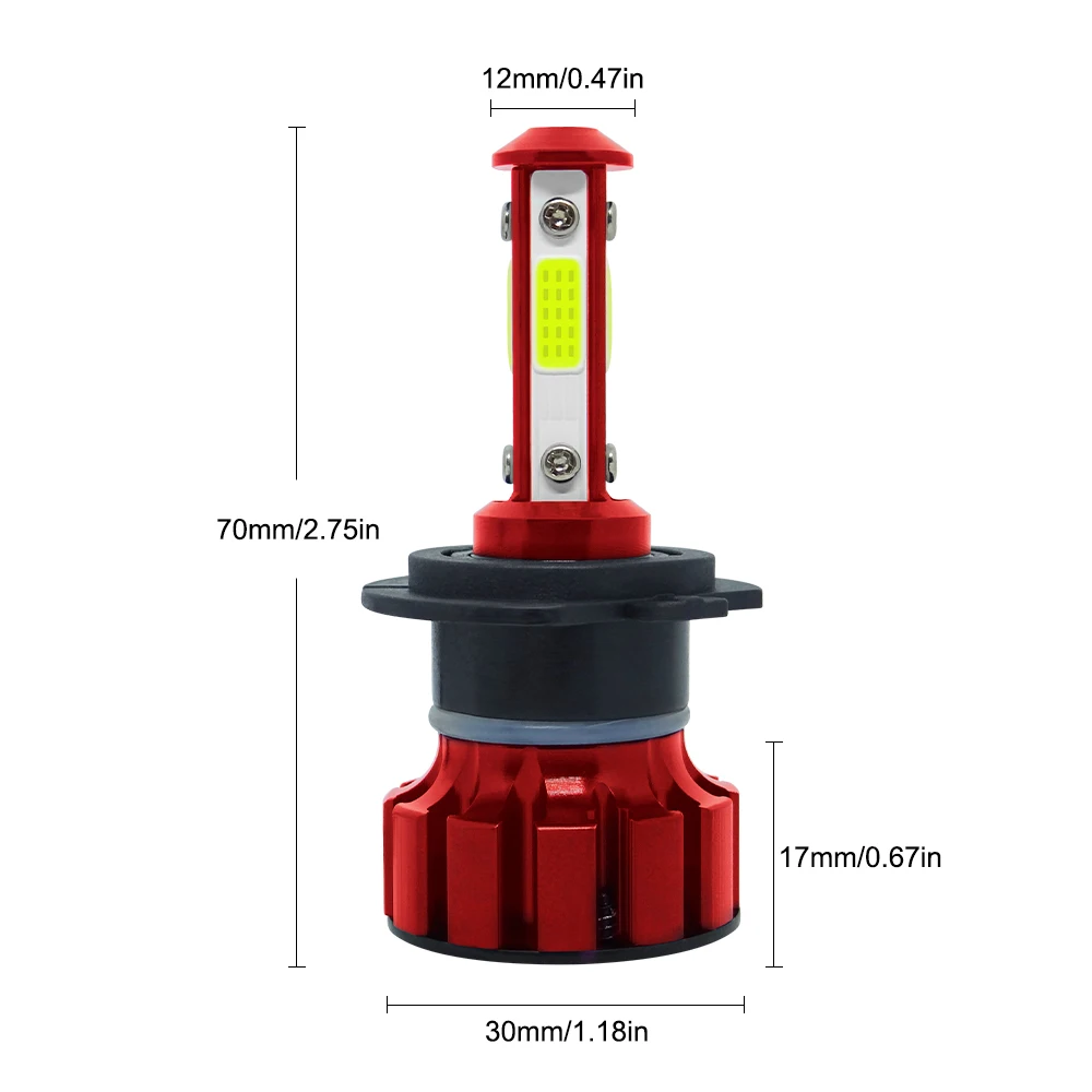 5202 LED Headlight Bulb 4 Sides Fanless Car Light 9006 HB4 H11 H8 H9 H7 9012 9005 HB3 12V 120W Fog Light White Auto Lamp 2Pcs