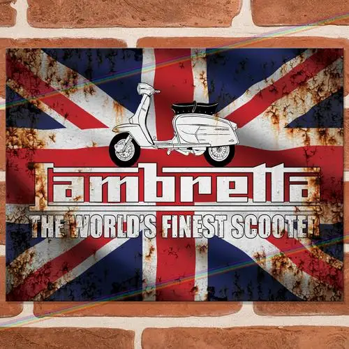 LAMBRETTA GB FLAG Metal Signs Mancave Shed Garage Moped Scooter Gift Tin Sign UK --Tin Sign