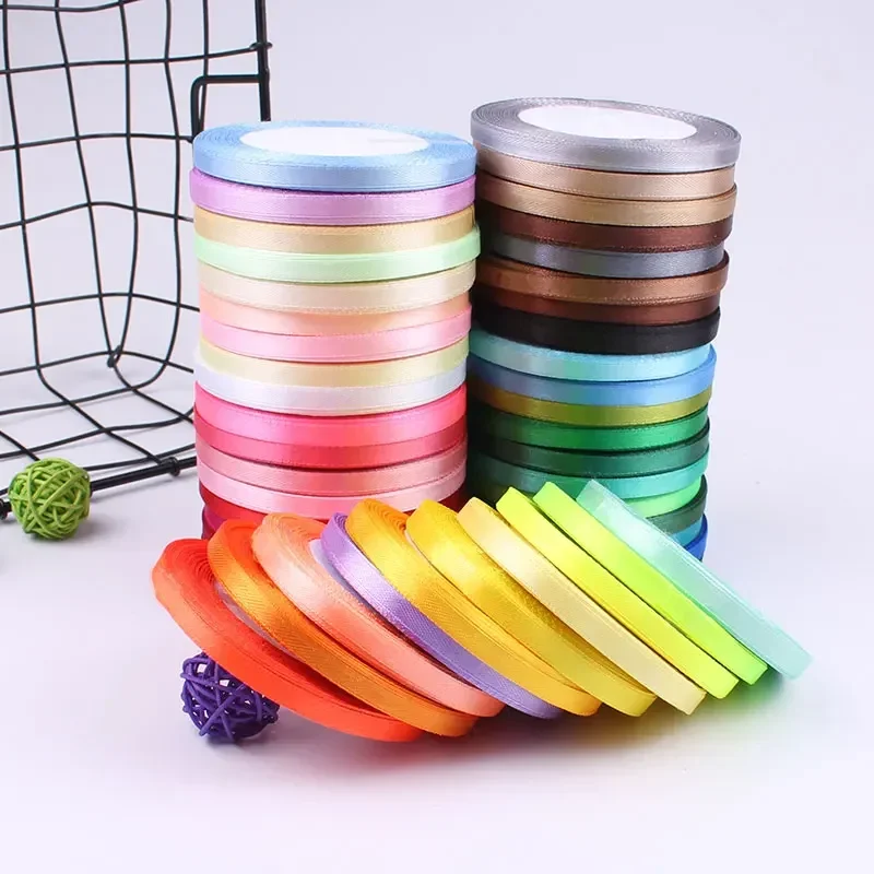 Wholesale 25Yards/roll 6mm Satin Ribbons DIY Artificial Silk Roses Supplies Handicraft Sewing Clothing Accessories Material