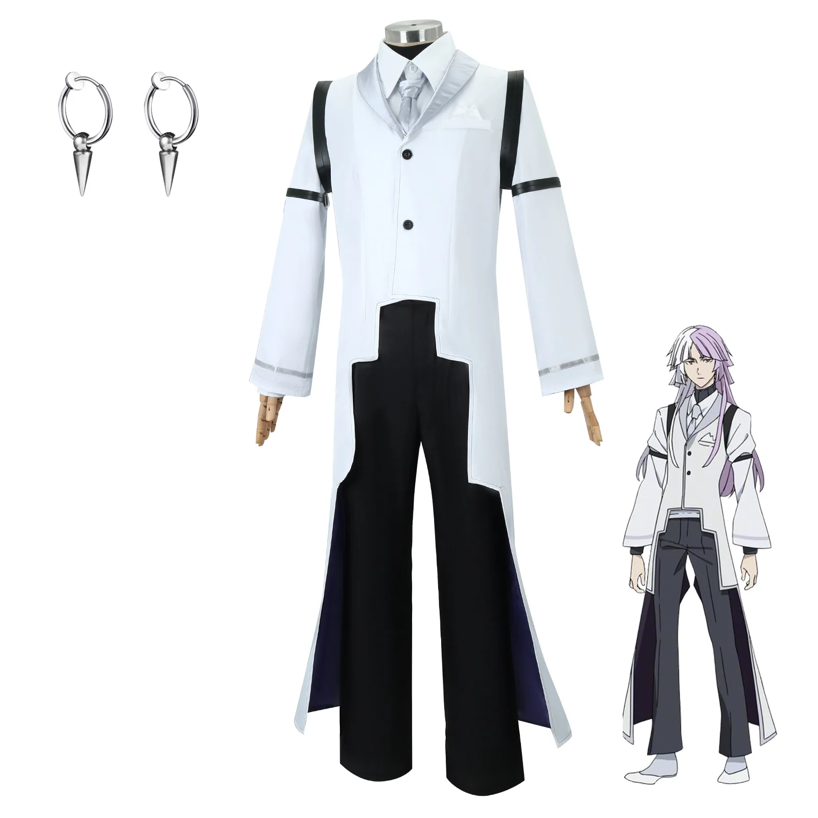 Sigma Cosplay Costume Detective Dazai Osamu Outfits Include Trench Coat Earring Shirt Pants Wig for Adult Halloween Party Sets