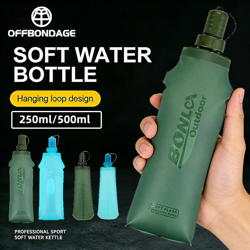 250ml/500ml Fahrrad-Sportflasche MTB-Flasche Auslaufsicher Großkalibrige TPU Faltbare Wasserflasche Lauf- und Wanderzubehör