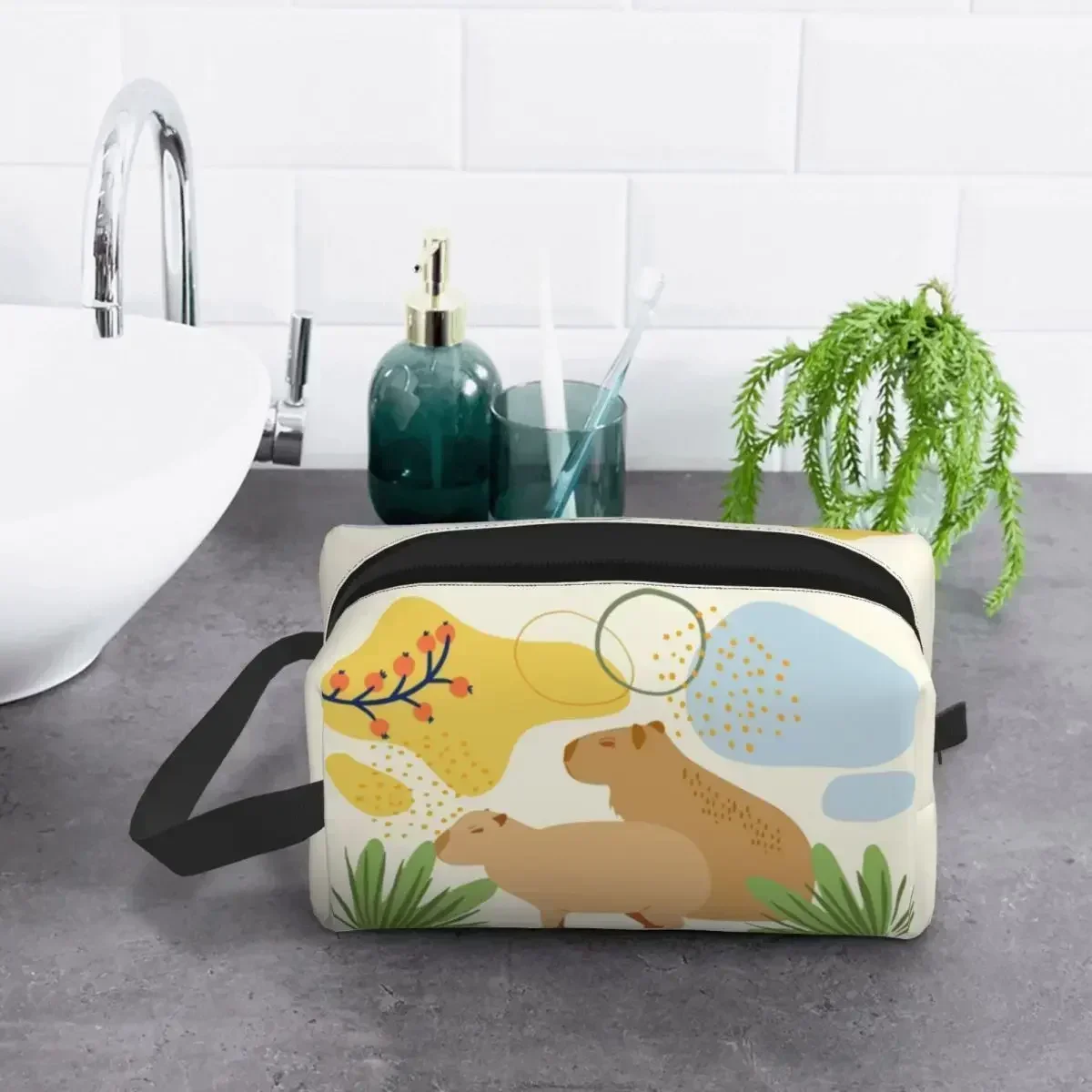 

Capybara- Abstract And Minimal Cosmetic Bag Women Fashion Big Capacity Makeup Case Beauty Storage Toiletry Bags