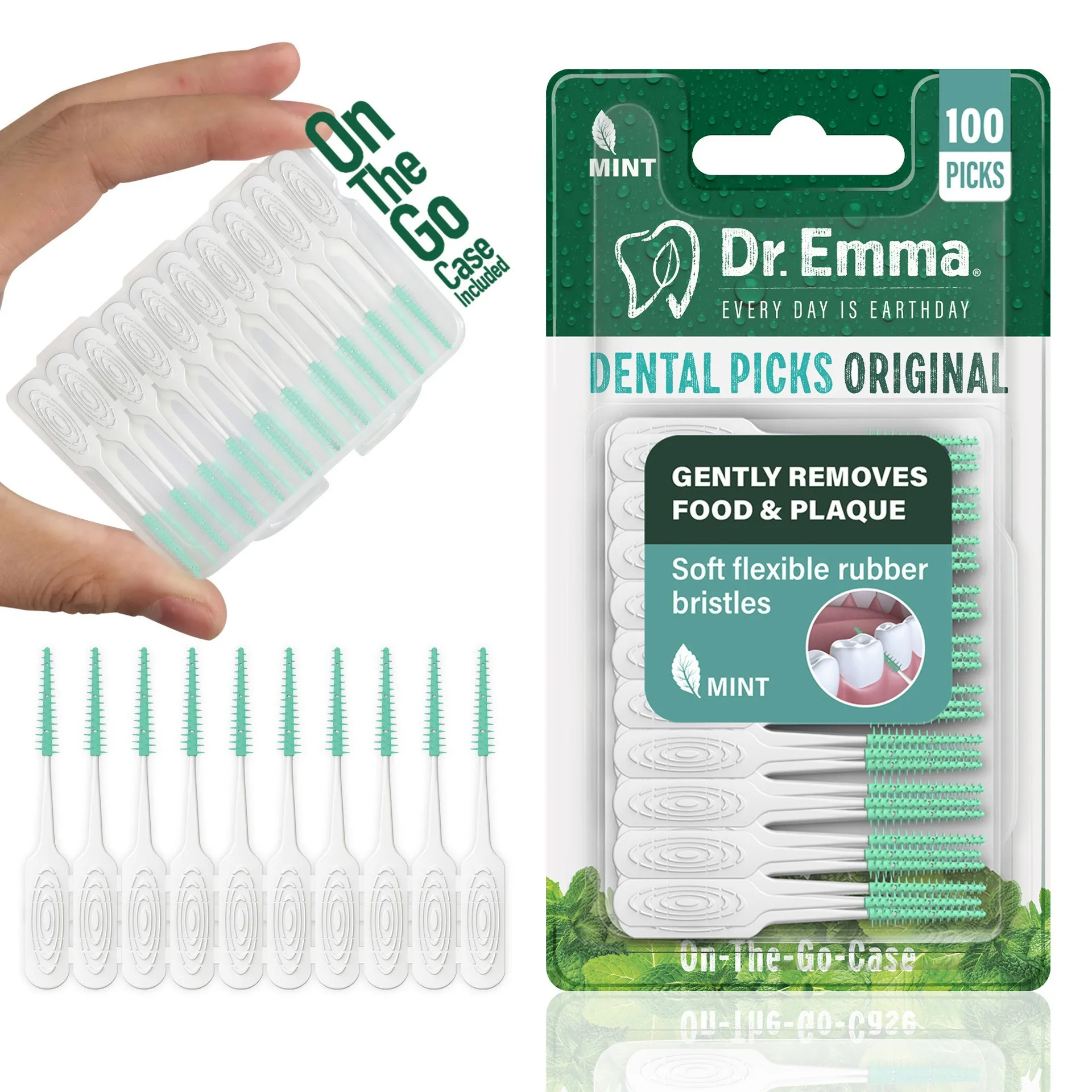 100 Picks Soft Silicone Interdental Brush Mint Line Orthodontic Braces Friendly Dental Care Interdental Brush