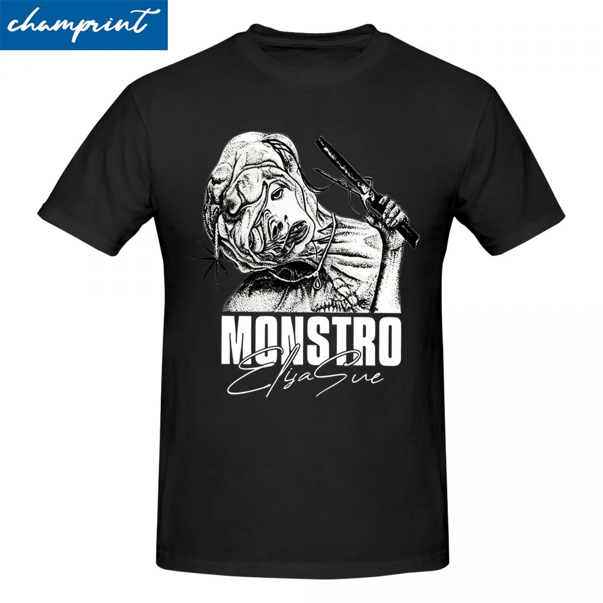 Ullzang Monstro Elisasue Retro T-Shirt Men Round Neck Short Sleeve Tops The Substance Movie Cotton Summer TopsTops