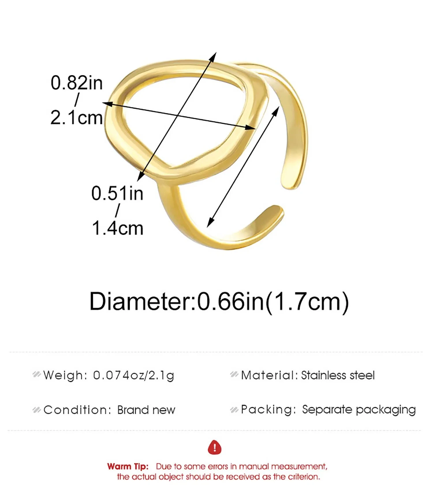 Hollow Ring for Women Gold Color Geometric Oval Rings Opening Female Jewelry Simple Accessories Silver Color image 5