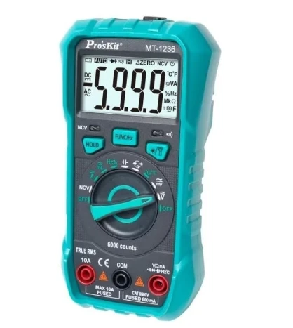 PRO'SKIT MT-1236 3-5/6 True-RMS Digital Multimeter with ACV/A True RMS Measurement Overload Protection for Student or Teaching