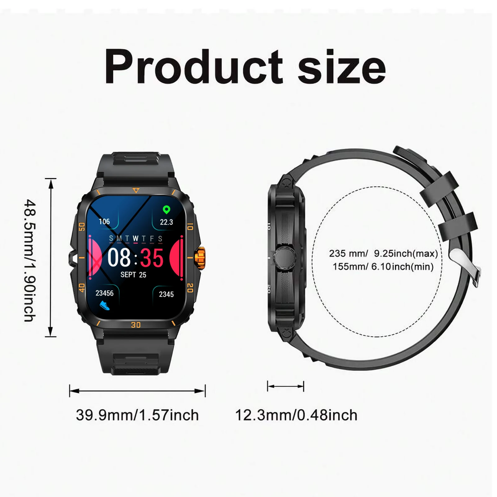 ساعة ذكية، مكالمات/قرص لاسلكي، وضع رياضي متعدد، تذكير عبر الرسائل القصيرة، تذكير بالمعلومات، لهاتف iPhone/Andriod