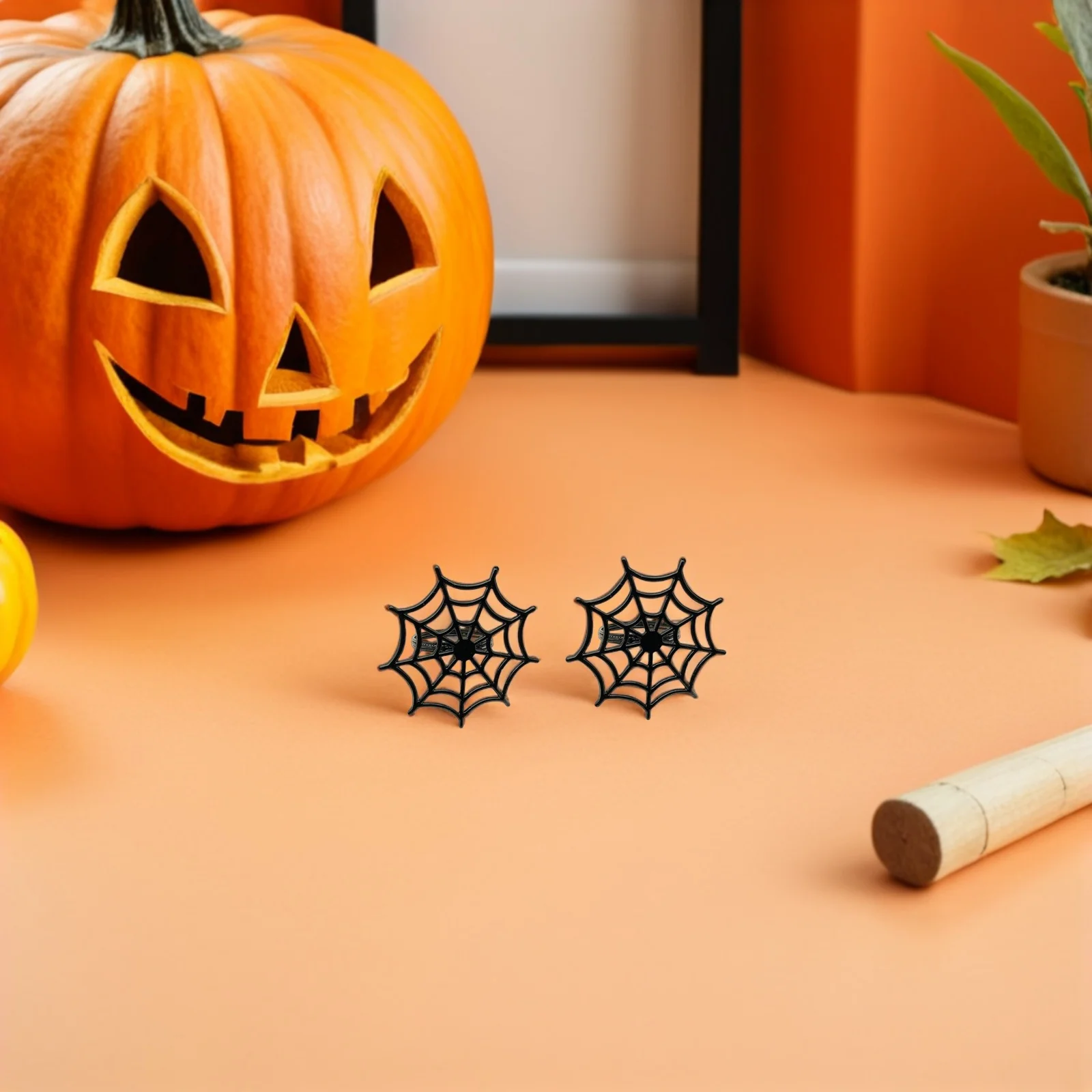 

8Pcs Halloween Napkin Rings Black Spider Web Design Metal Craftsmanship Spooky Table Decoration Party Dinner Wedding Banquet