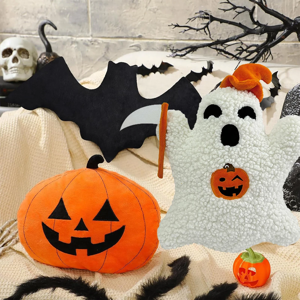 

Halloween Ghost Pillow, Halloween Pumpkin Decorative Ghost Pillow, Halloween Ghost Plush Pillow Gift