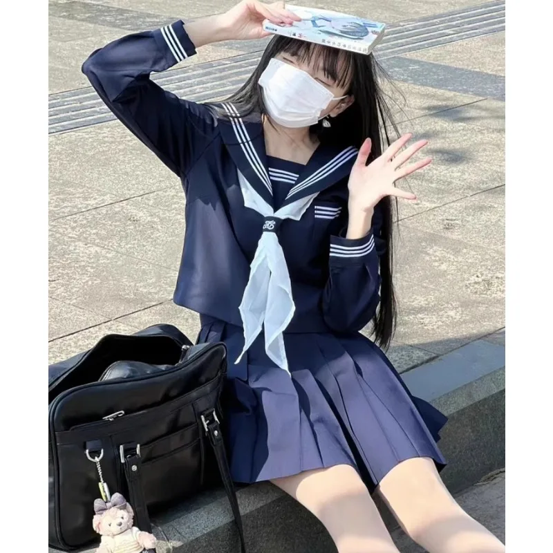 School Uniform Dress Cosplay Costume Japan Anime Girl Lady Lolita Japanese Schoolgirls Sailor Top Tie Pleated Skirt Outfit Women