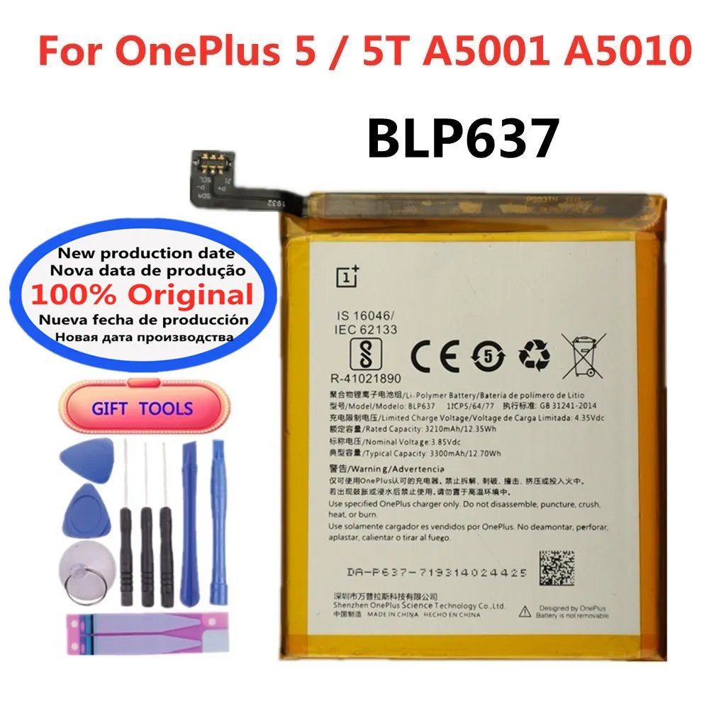 

Новый 100% оригинальный аккумулятор BLP637 для OnePlus 5 5T One Plus 5 5T 3300 мАч, оригинальный сменный аккумулятор для телефона + инструменты