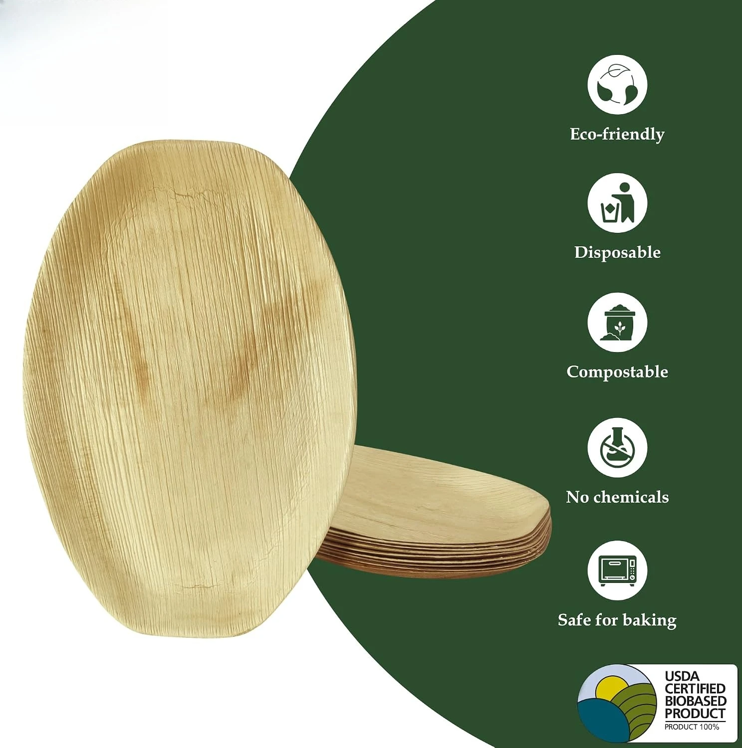 Disposable Bamboo Serving Trays, Eco-Friendly Single Use Bamboo Platters, Disposable Food Boards, Pack of 100 for Wedding, Catering and Party Events