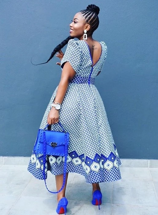 Women Dresses High Waist Mesh Blue Long A Line African Formal Dresses Woman 2023 Fashion Round Neck Short Sleeve Ankara Dress