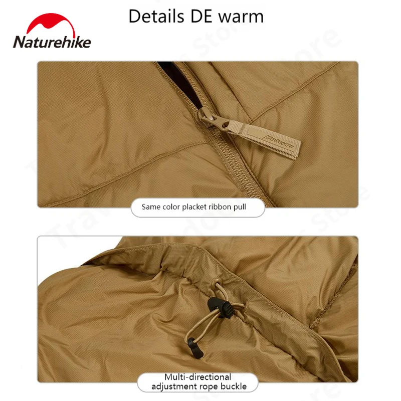 Naturehike Outdoor Camping Thickened Hooded Down Jacket Men/Women -20~-30℃ Winter Warm Hiking Coat with 6 Pockets