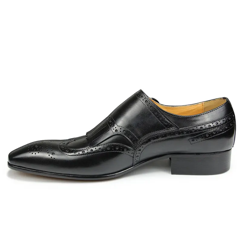 Chaussures en cuir de vachette pour hommes, cuir Parker pointu, couche supérieure de luxe, chaussures d'affaires britanniques, chaussures de mariage formelles, chaussures décontractées de bureau